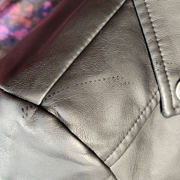 Coffeeshop Juniors' Faux Leather Moto Jacket Sz S - Picture 10 of 16